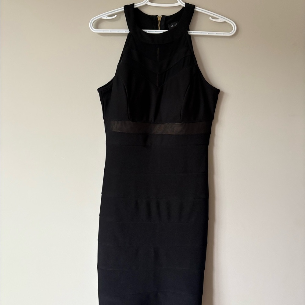 Le Chateau Black Halter Sheath Midi Dress